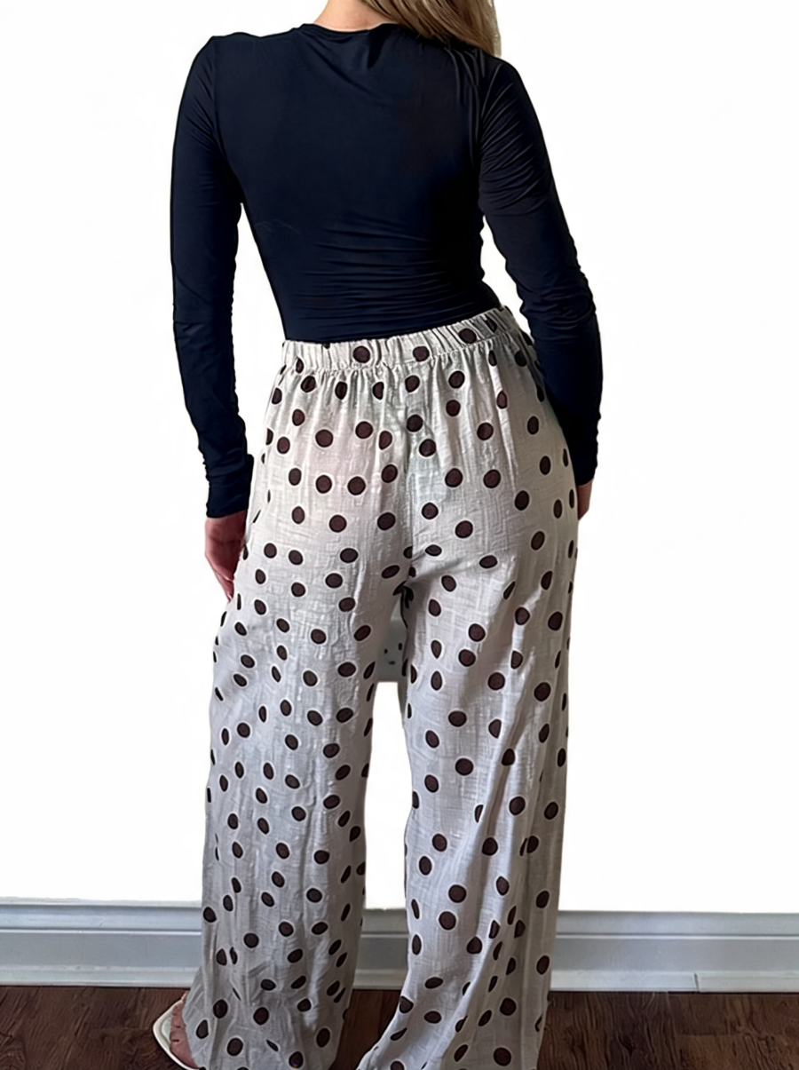 Polka Dot Wide-Leg Trousers
