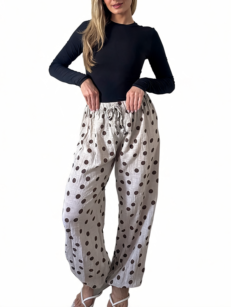 Polka Dot Wide-Leg Trousers
