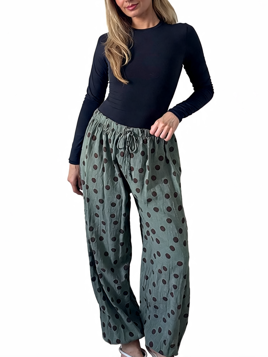 Polka Dot Wide-Leg Trousers