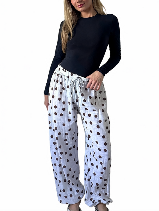 Polka Dot Wide-Leg Trousers