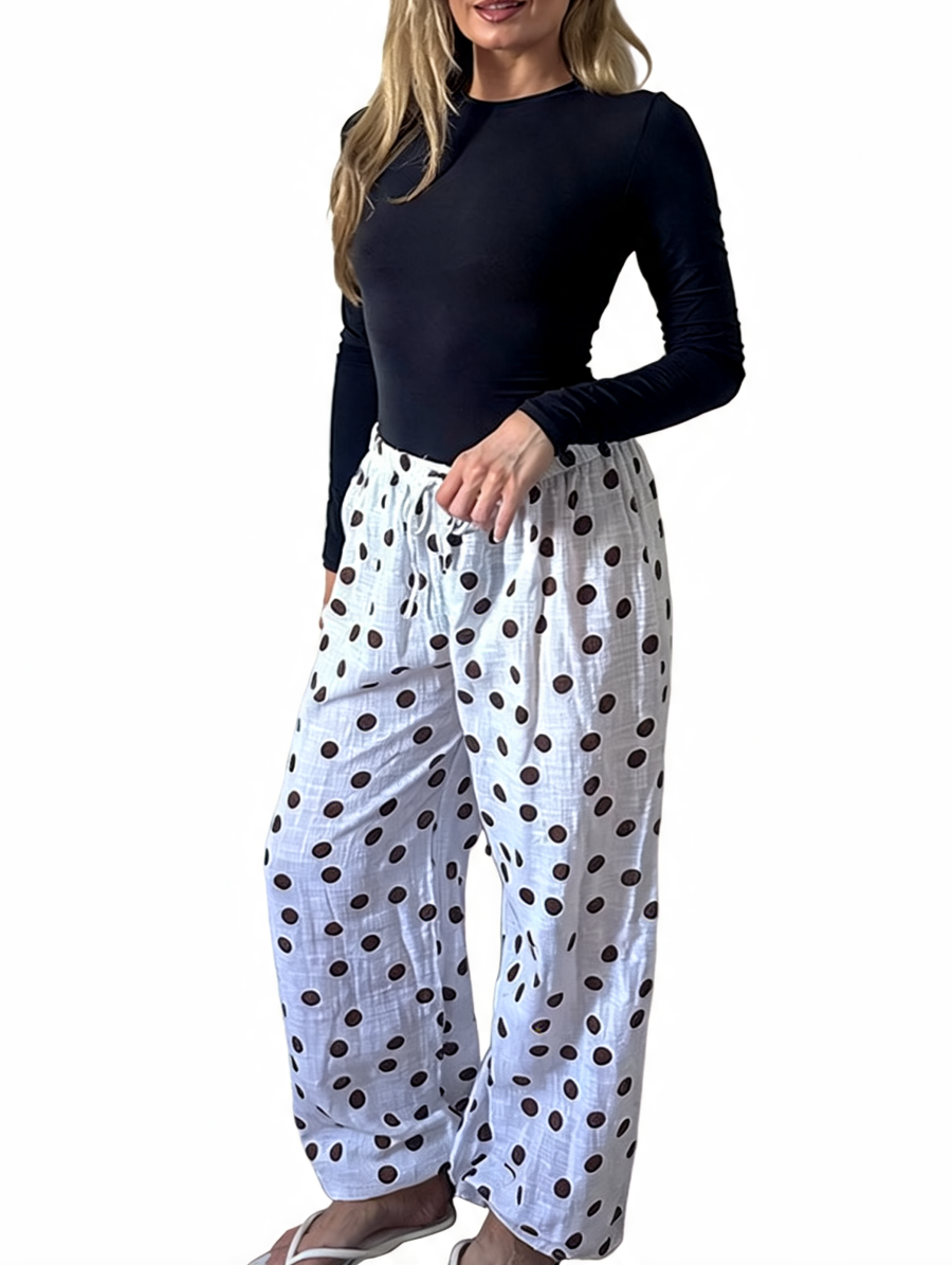 Polka Dot Wide-Leg Trousers