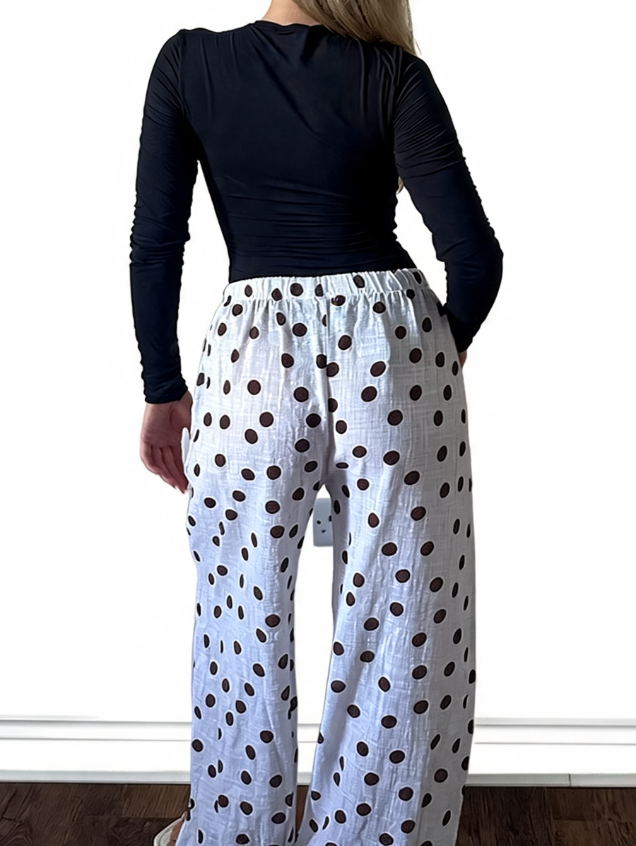 Polka Dot Wide-Leg Trousers