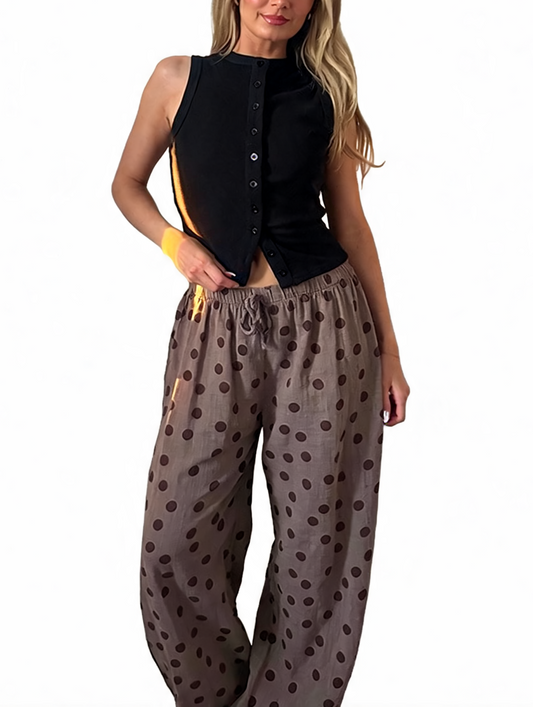 Polka Dot Wide-Leg Trousers