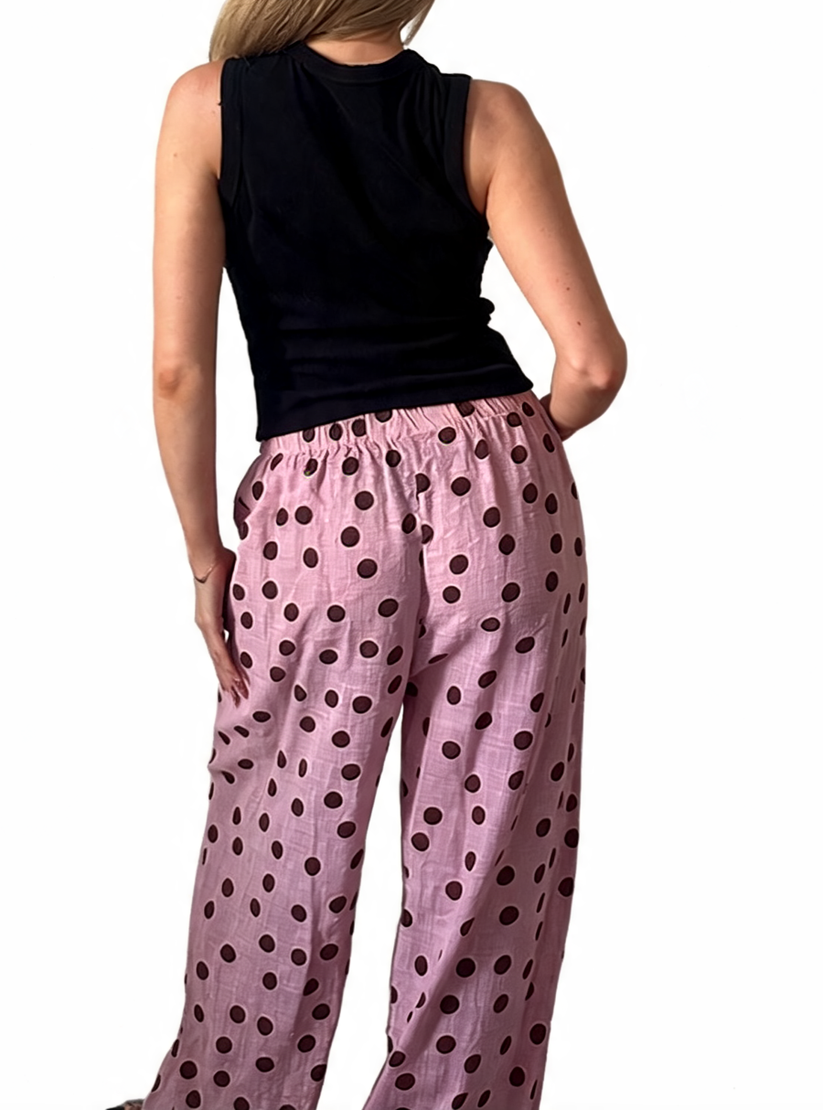 Polka Dot Wide-Leg Trousers