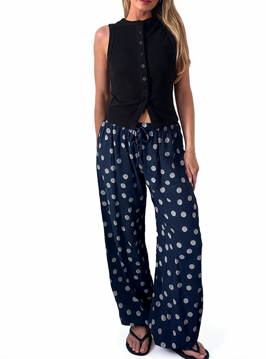 Polka Dot Wide-Leg Trousers