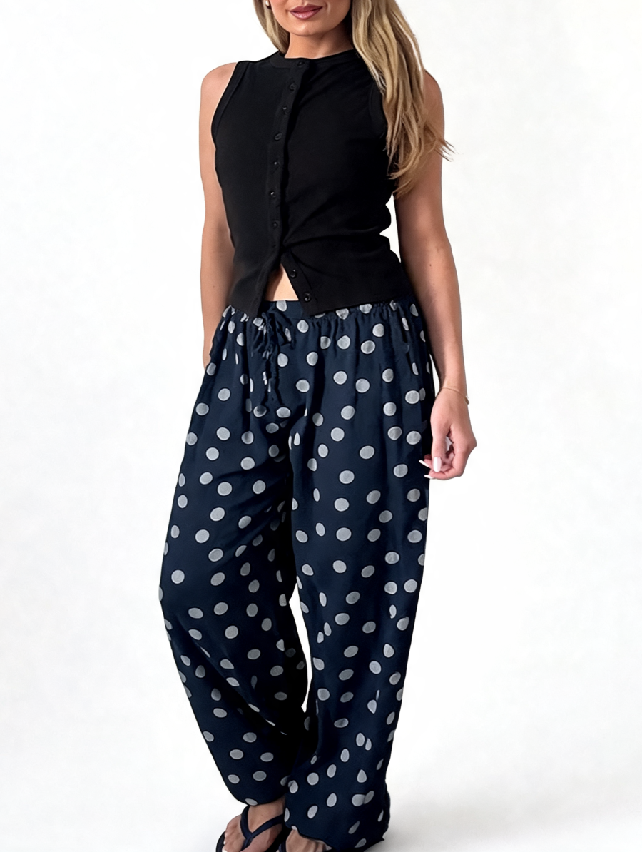 Polka Dot Wide-Leg Trousers