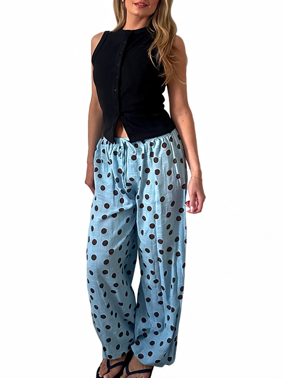 Polka Dot Wide-Leg Trousers
