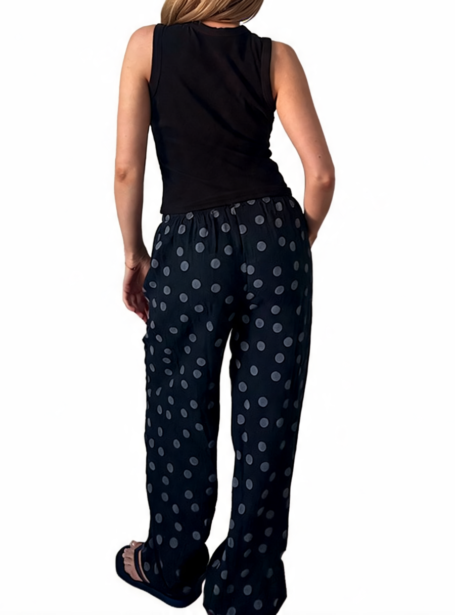Polka Dot Wide-Leg Trousers