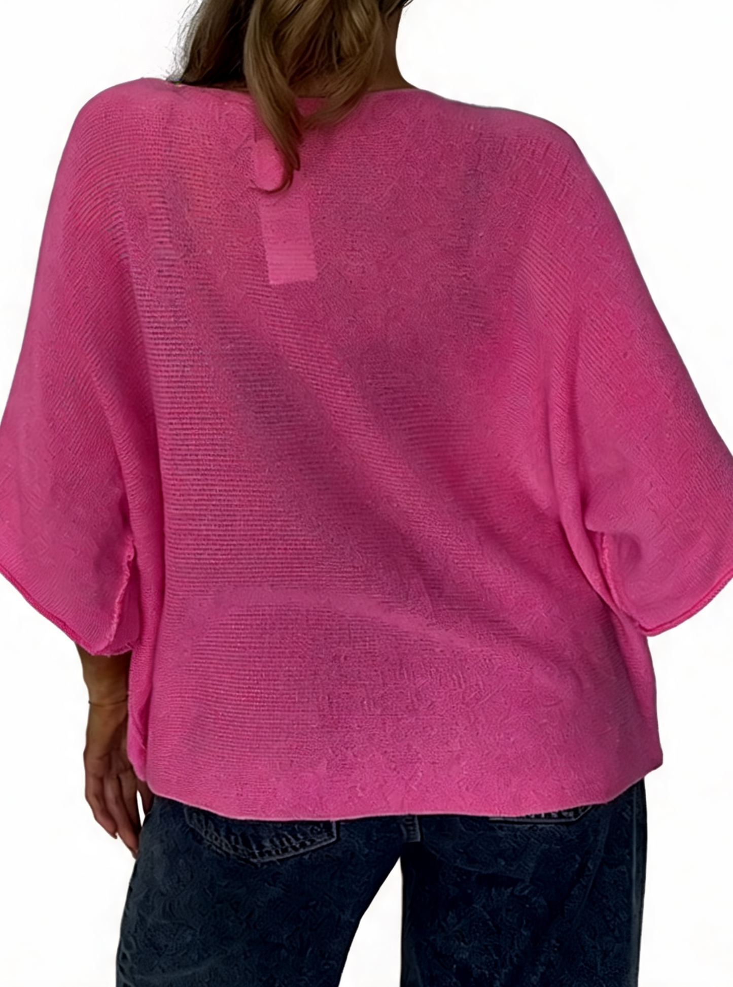 Oversized Textured Knit Batwing Top