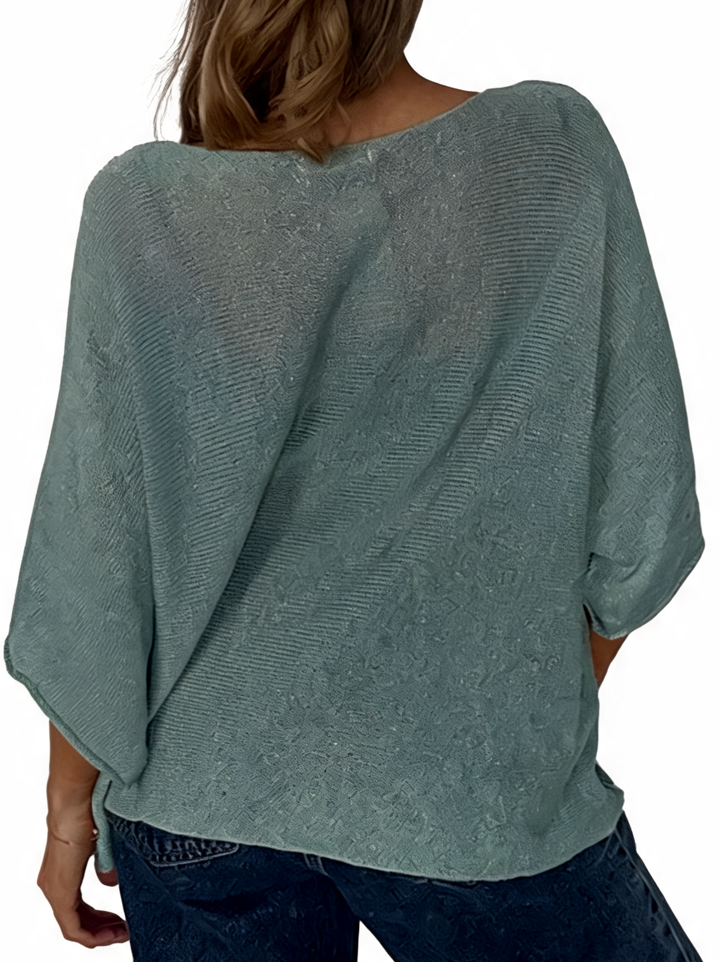 Oversized Textured Knit Batwing Top