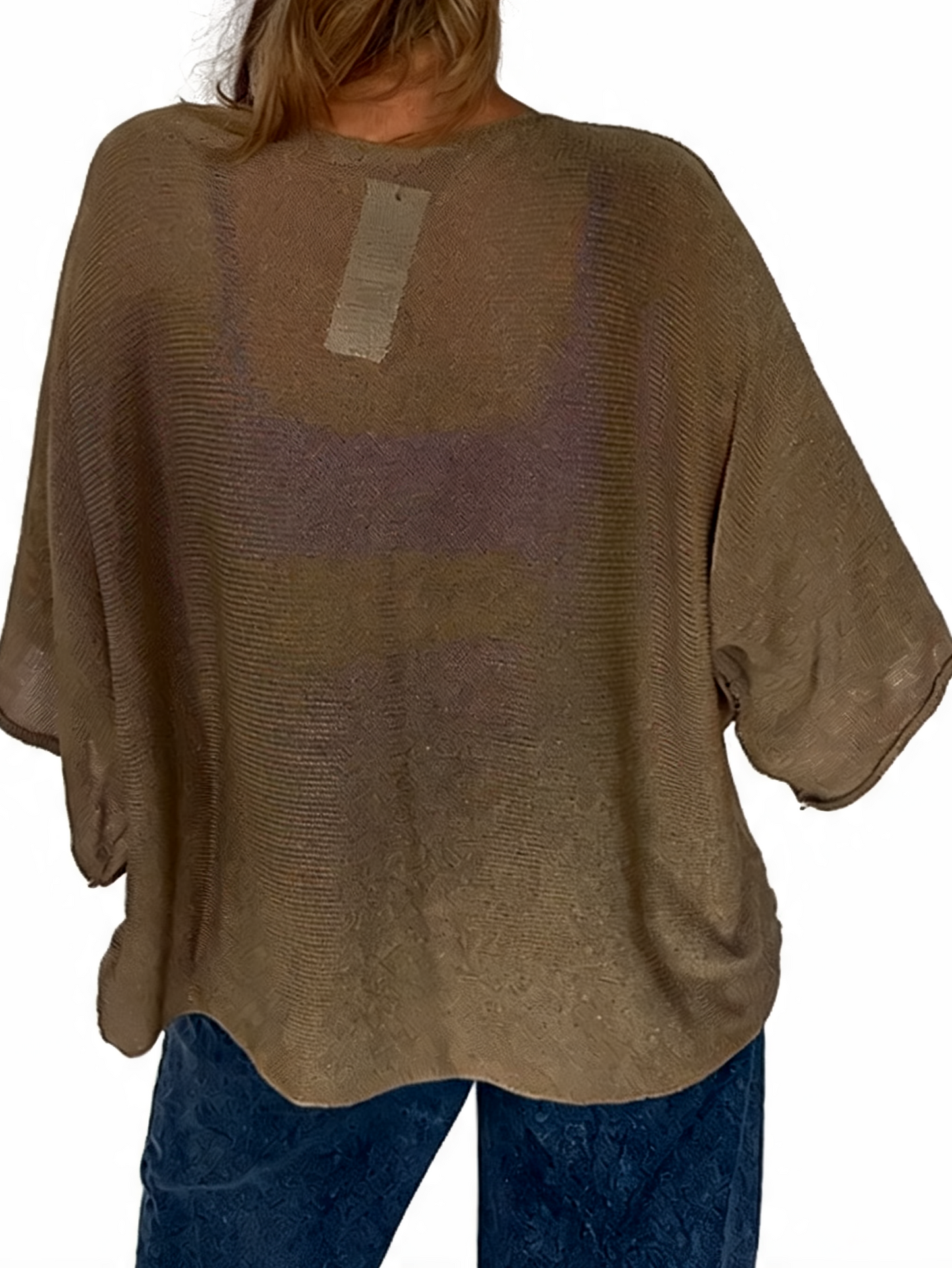 Oversized Textured Knit Batwing Top
