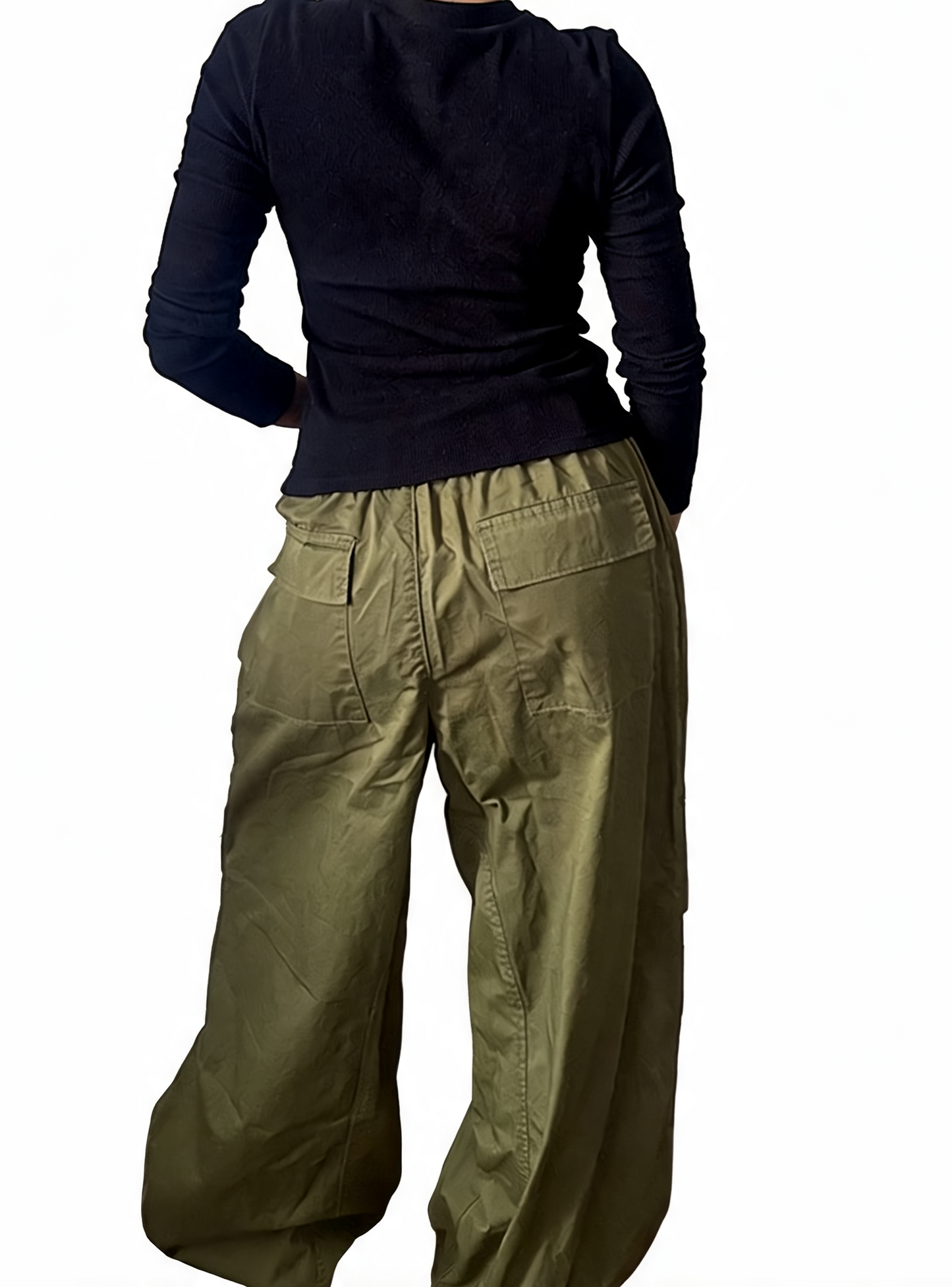 Dames broek met vierkante swirlprint zwart