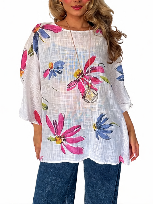 Watercolour Floral Print Oversized Top