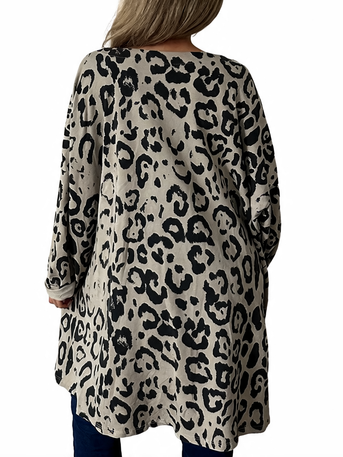 Oversized Animal Print Longline Top with Zip Hem Detail