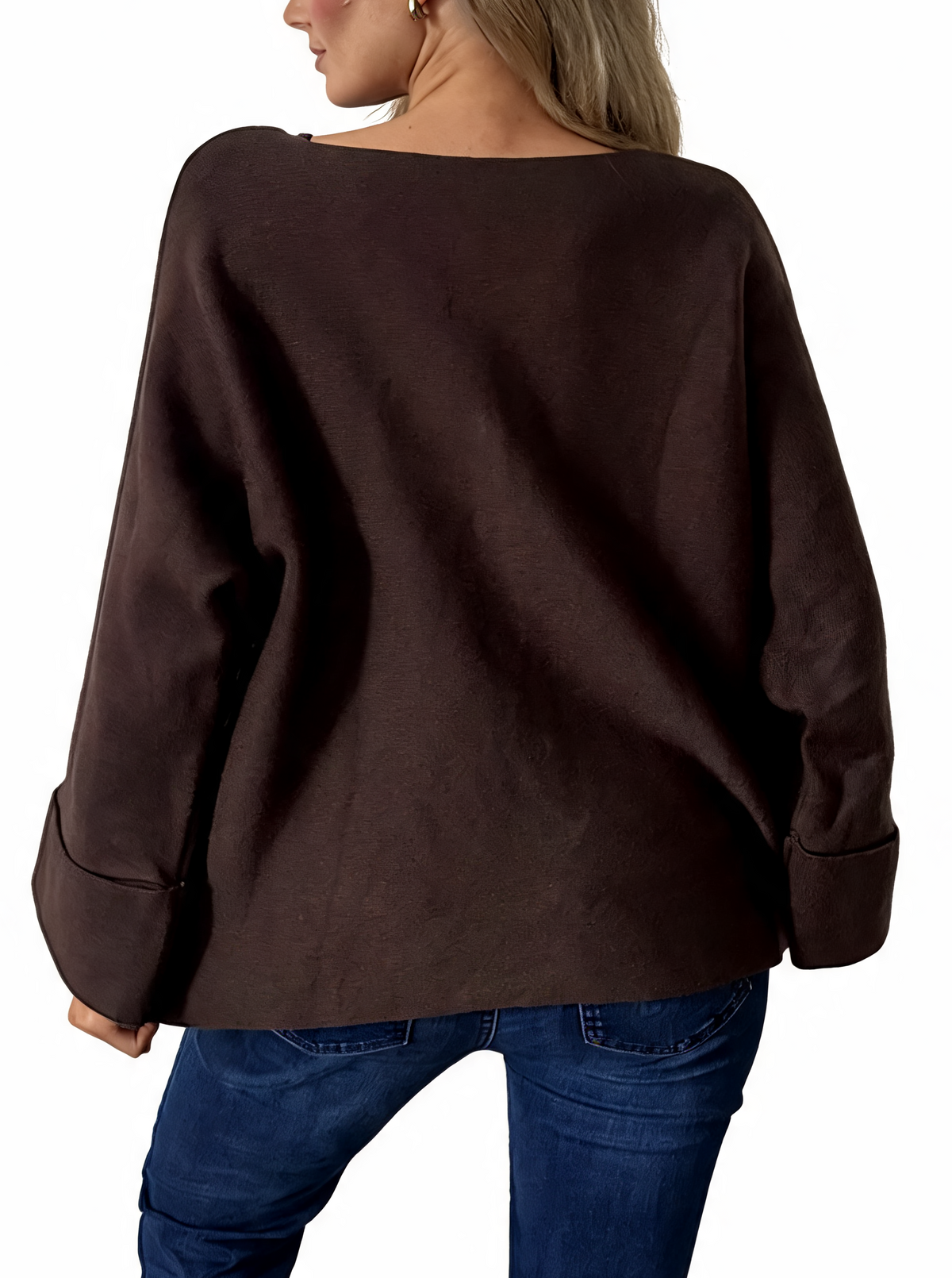 Oversized Textured Button-Front Jacket with Bell Sleeves