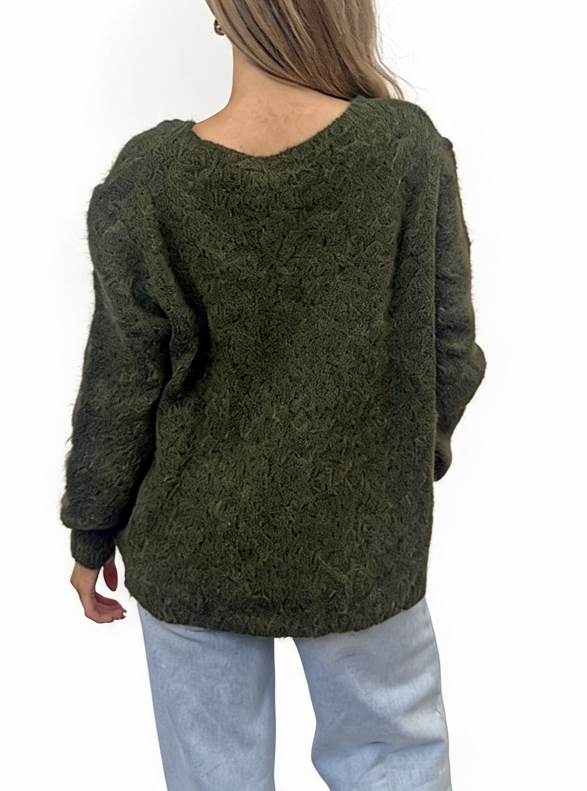 Fluffy Textured Knit Button-Up Relaxed Fit Chunky Cardigan