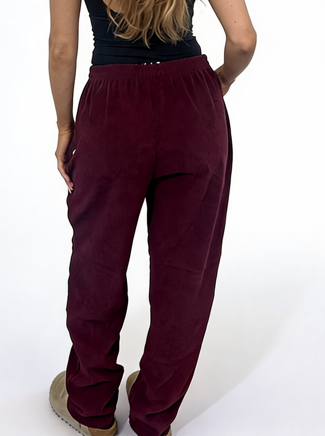 Ribbed High-Waist Comfy Elasticated Waist Lounge Pants with Zip Pocket Detail