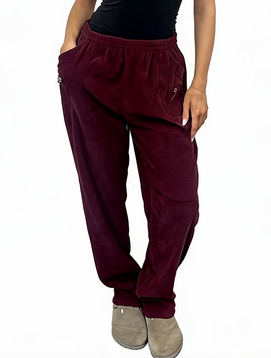 Ribbed High-Waist Comfy Elasticated Waist Lounge Pants with Zip Pocket Detail