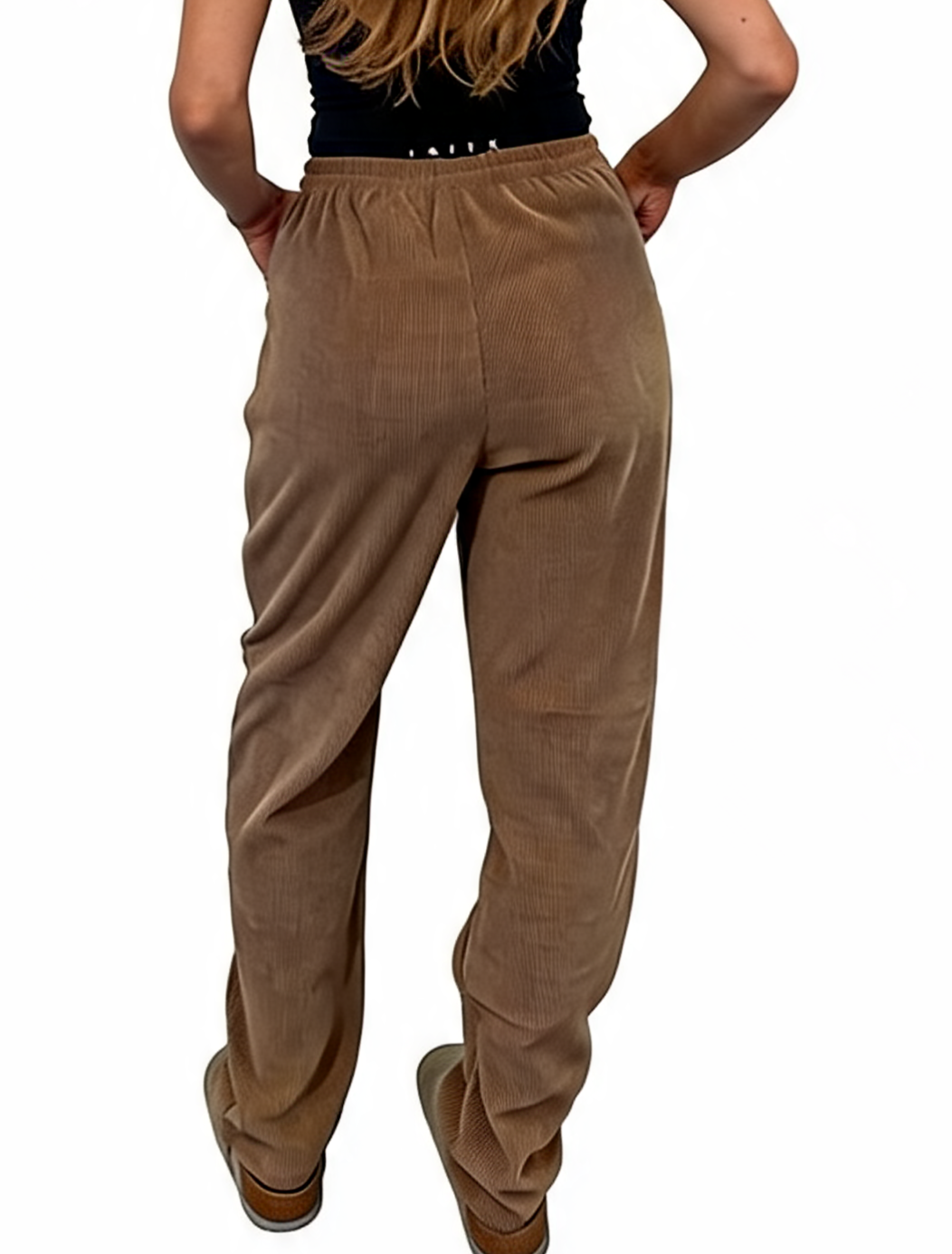 Ribbed High-Waist Comfy Elasticated Waist Lounge Pants with Zip Pocket Detail