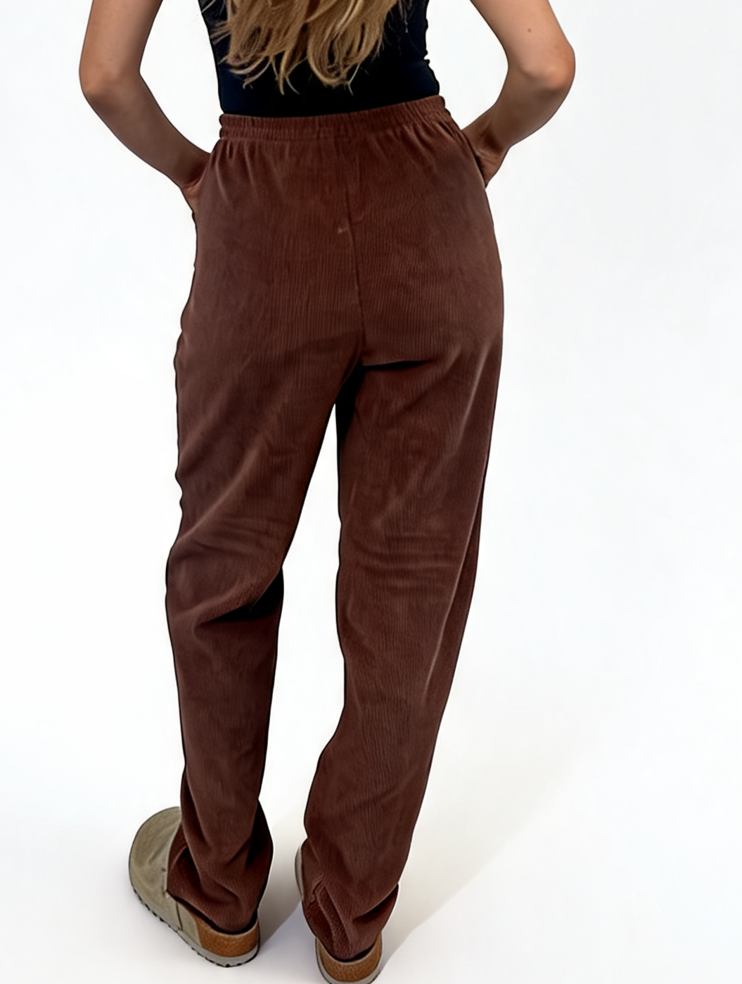 Ribbed High-Waist Comfy Elasticated Waist Lounge Pants with Zip Pocket Detail
