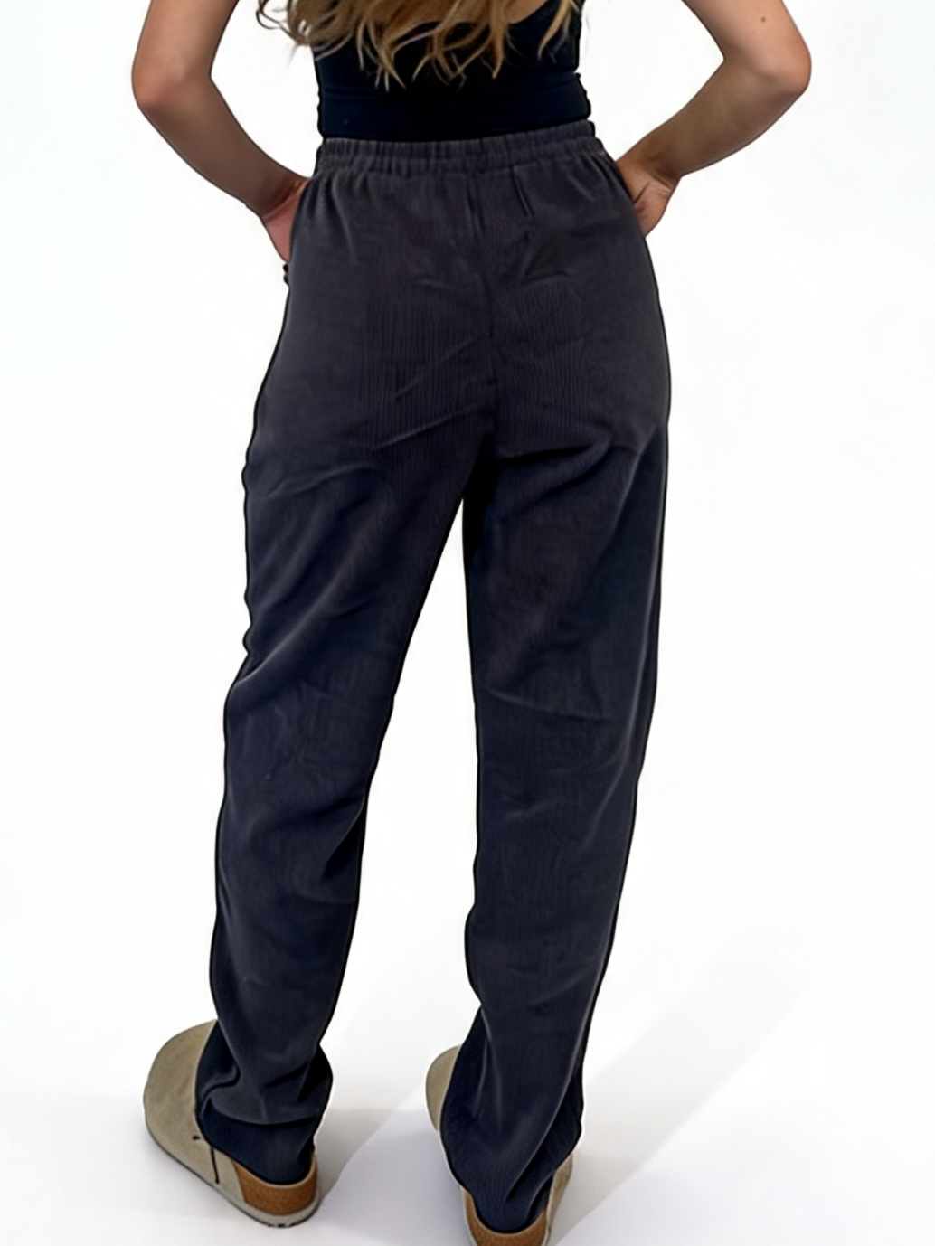 Ribbed High-Waist Comfy Elasticated Waist Lounge Pants with Zip Pocket Detail