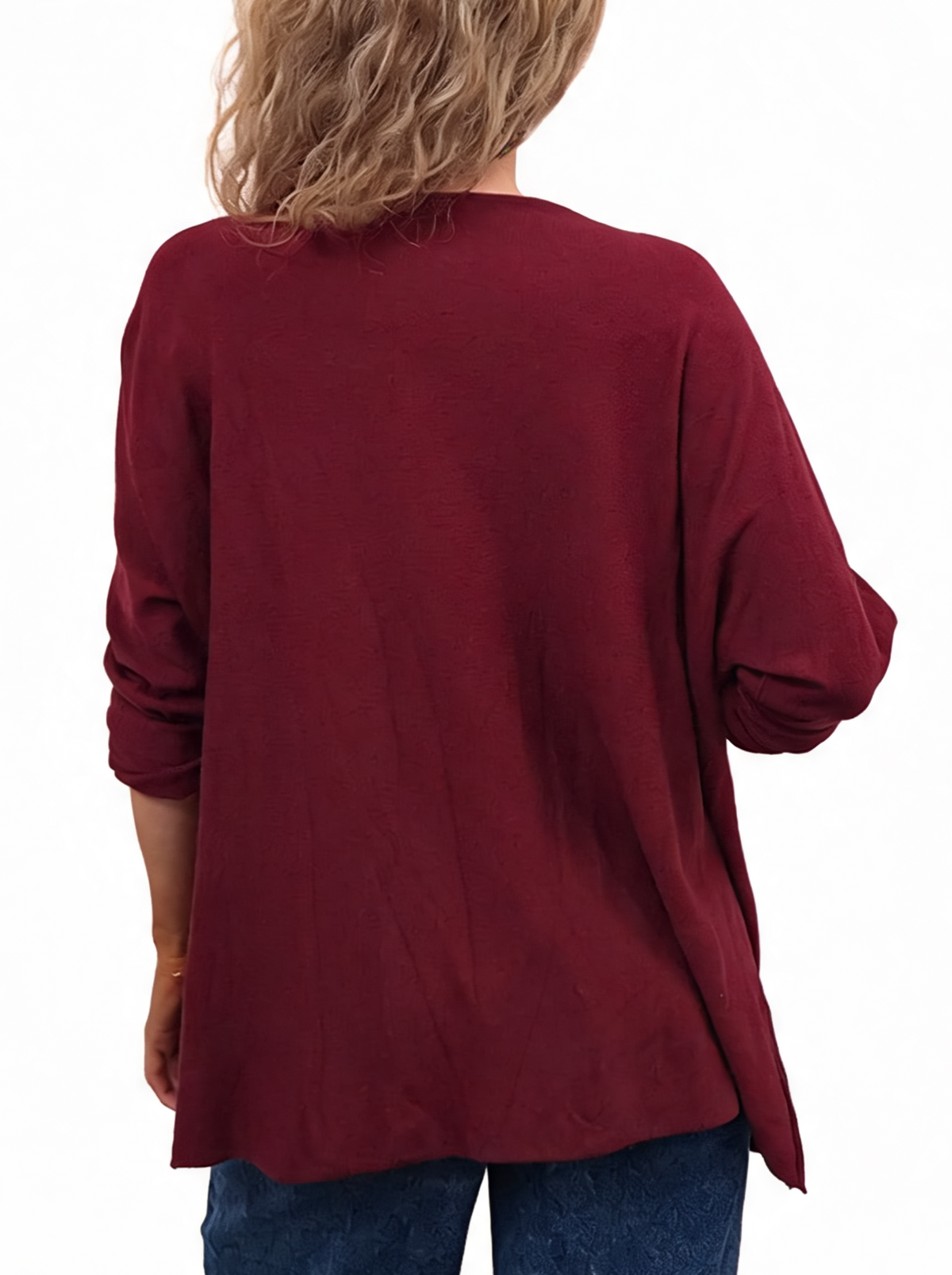 Oversized Crystal & Pearl Embellished Boat Neck with Abstract Line Art Design and Side Splits Jumper