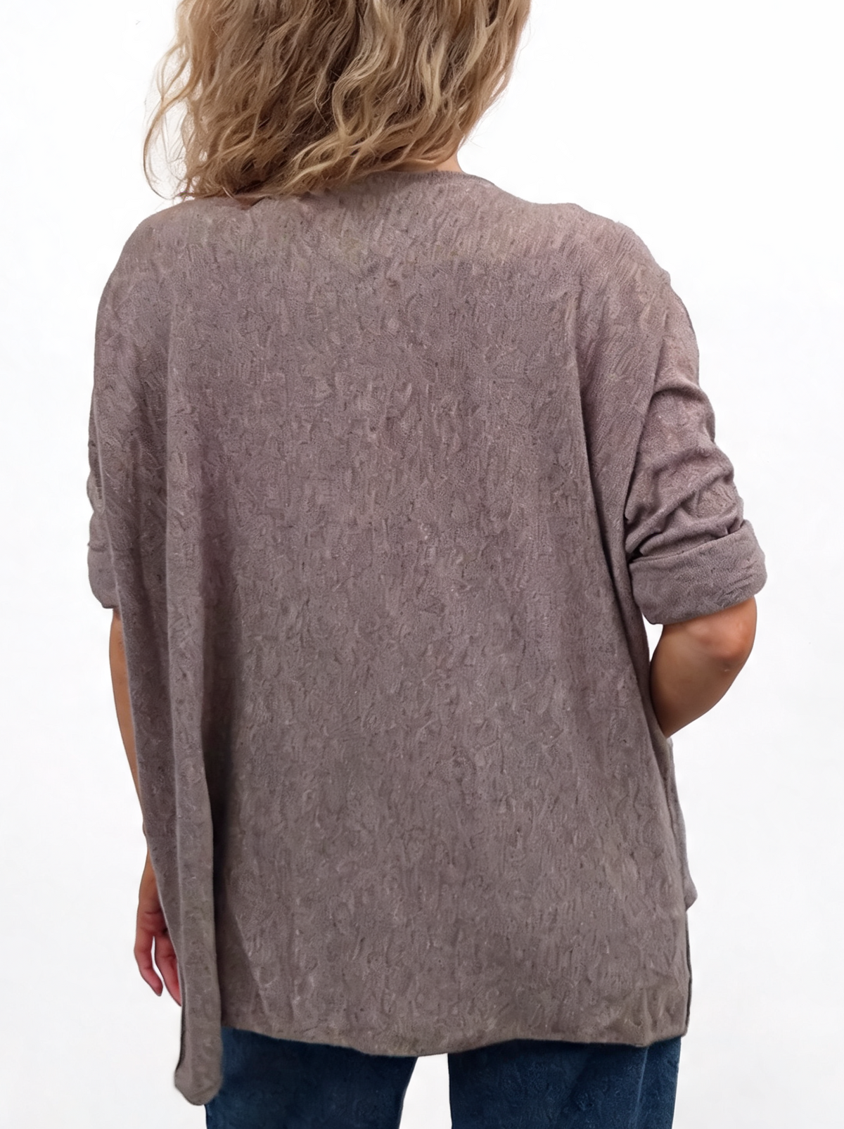 Oversized Crystal & Pearl Embellished Boat Neck with Abstract Line Art Design and Side Splits Jumper