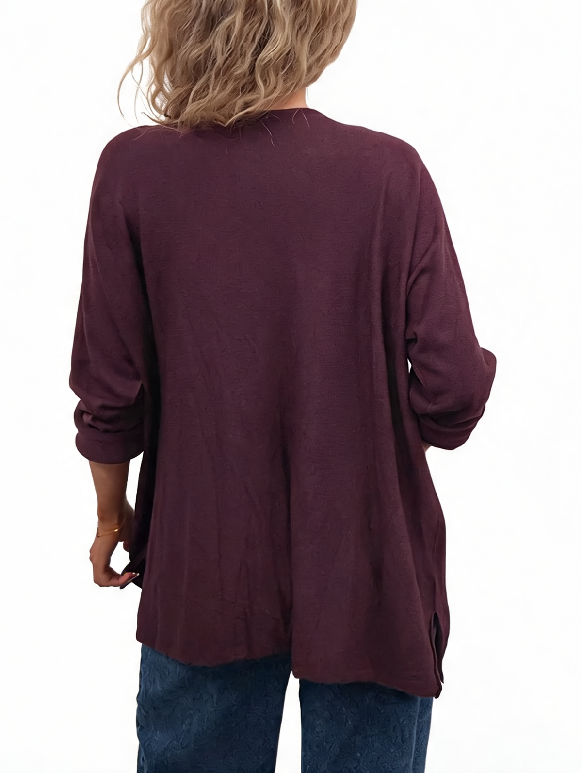 Oversized Crystal & Pearl Embellished Boat Neck with Abstract Line Art Design and Side Splits Jumper