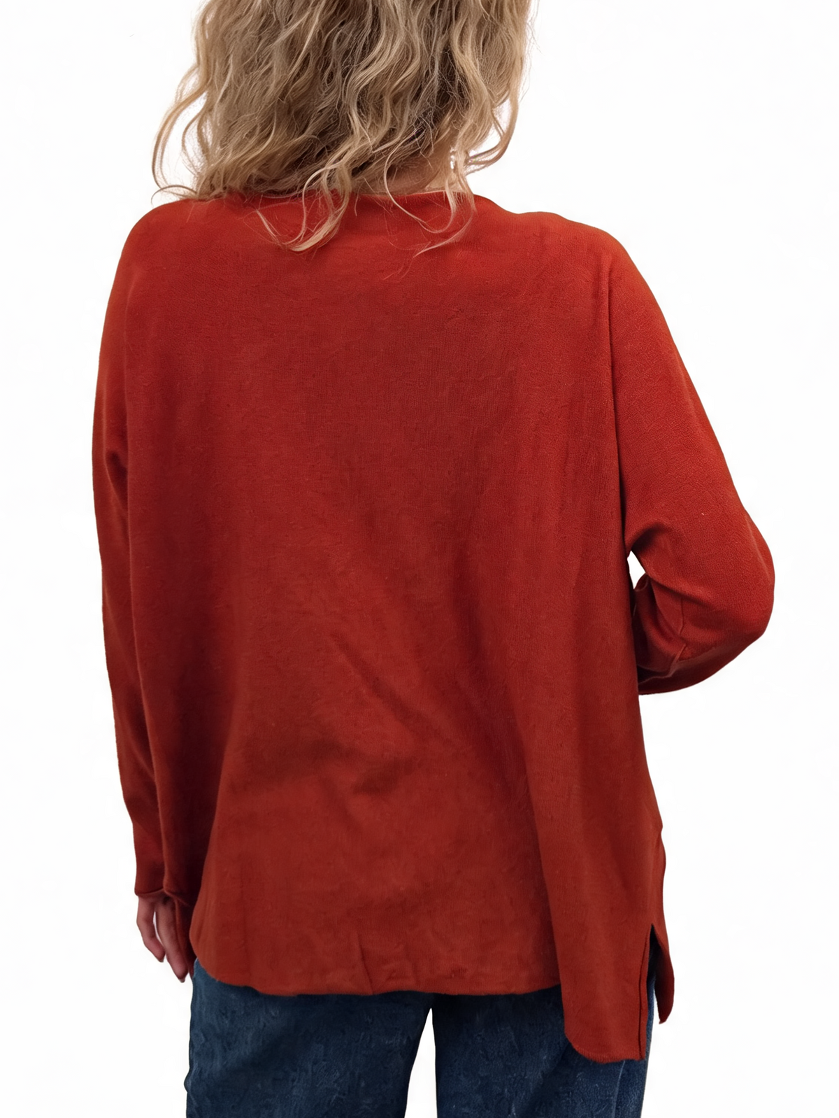 Oversized Crystal & Pearl Embellished Boat Neck with Abstract Line Art Design and Side Splits Jumper