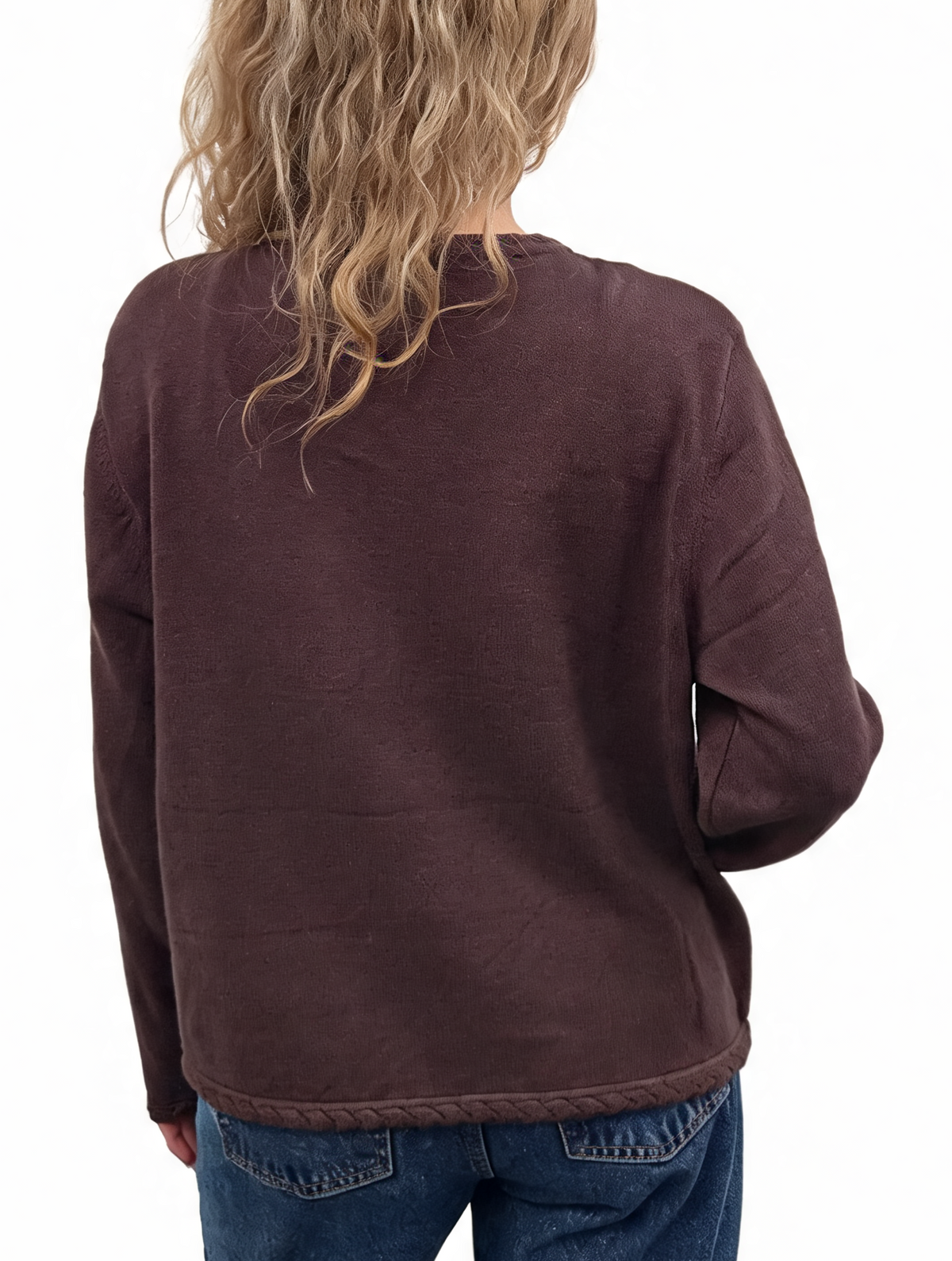 Cropped Relaxed Fit Gold Starfish & Shell Buttons and Braided Cable Trim Cardigan