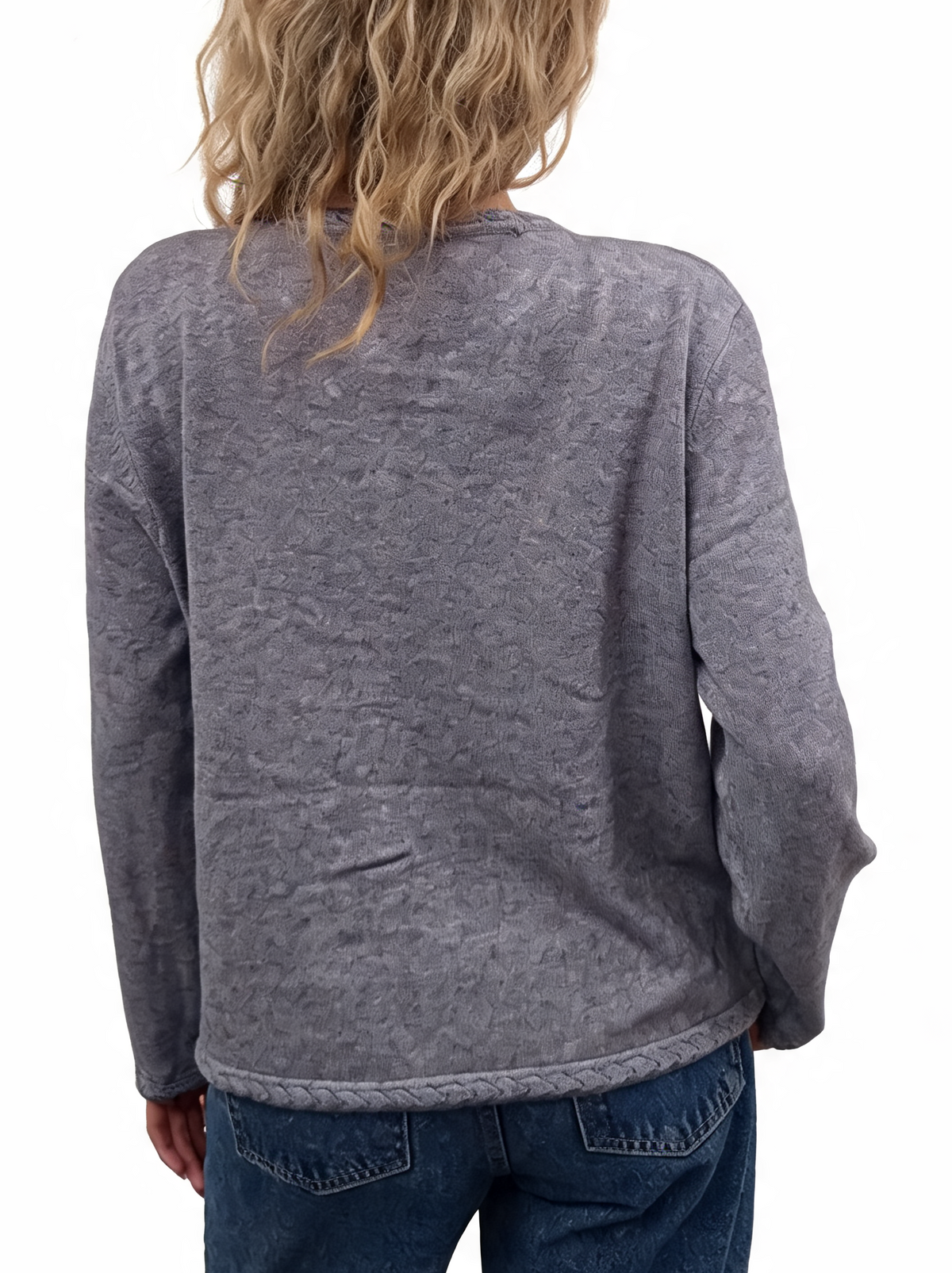 Cropped Relaxed Fit Gold Starfish & Shell Buttons and Braided Cable Trim Cardigan