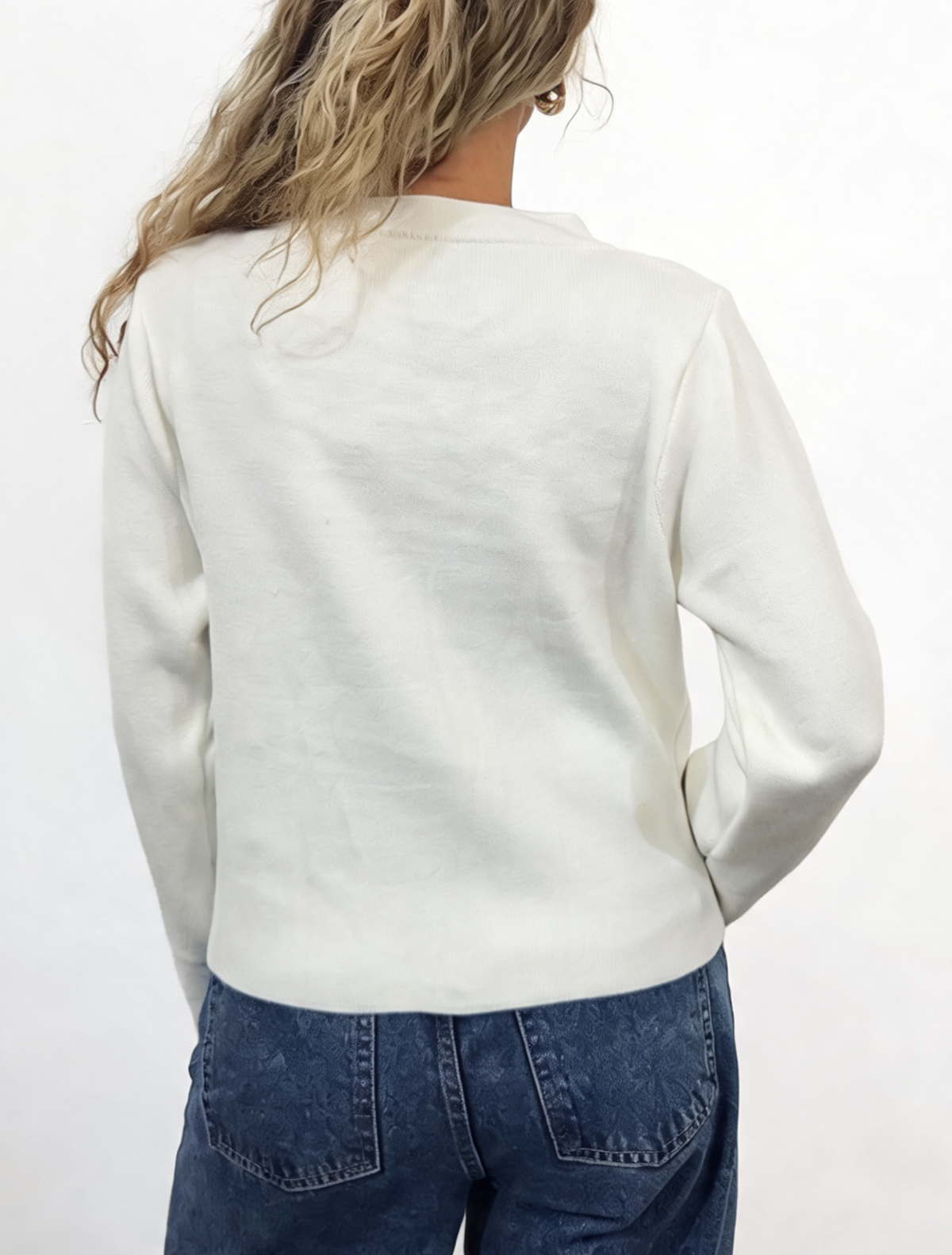 Military Style Cropped Gold Button Detail Long Sleeve Knit Blazer Cardigan