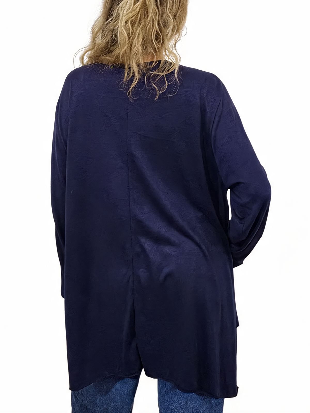 Women’s Oversized Sparkle Heart Top Sequin Embellished Long Sleeve Round Neck Asymmetric Tunic