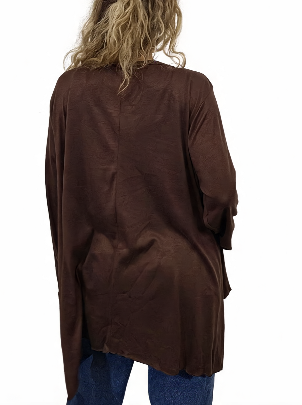 Women’s Oversized Sparkle Heart Top Sequin Embellished Long Sleeve Round Neck Asymmetric Tunic