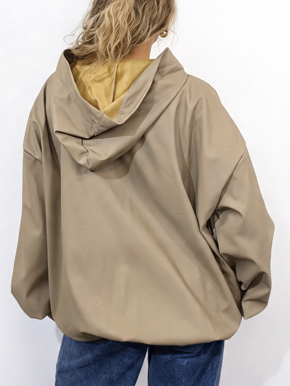 Faux Leather Hooded  Zip-Up Balloon Sleeve Bomber Style Jacket