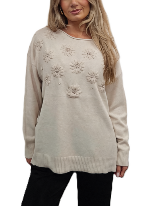 3D Floral Embroidered Jumper