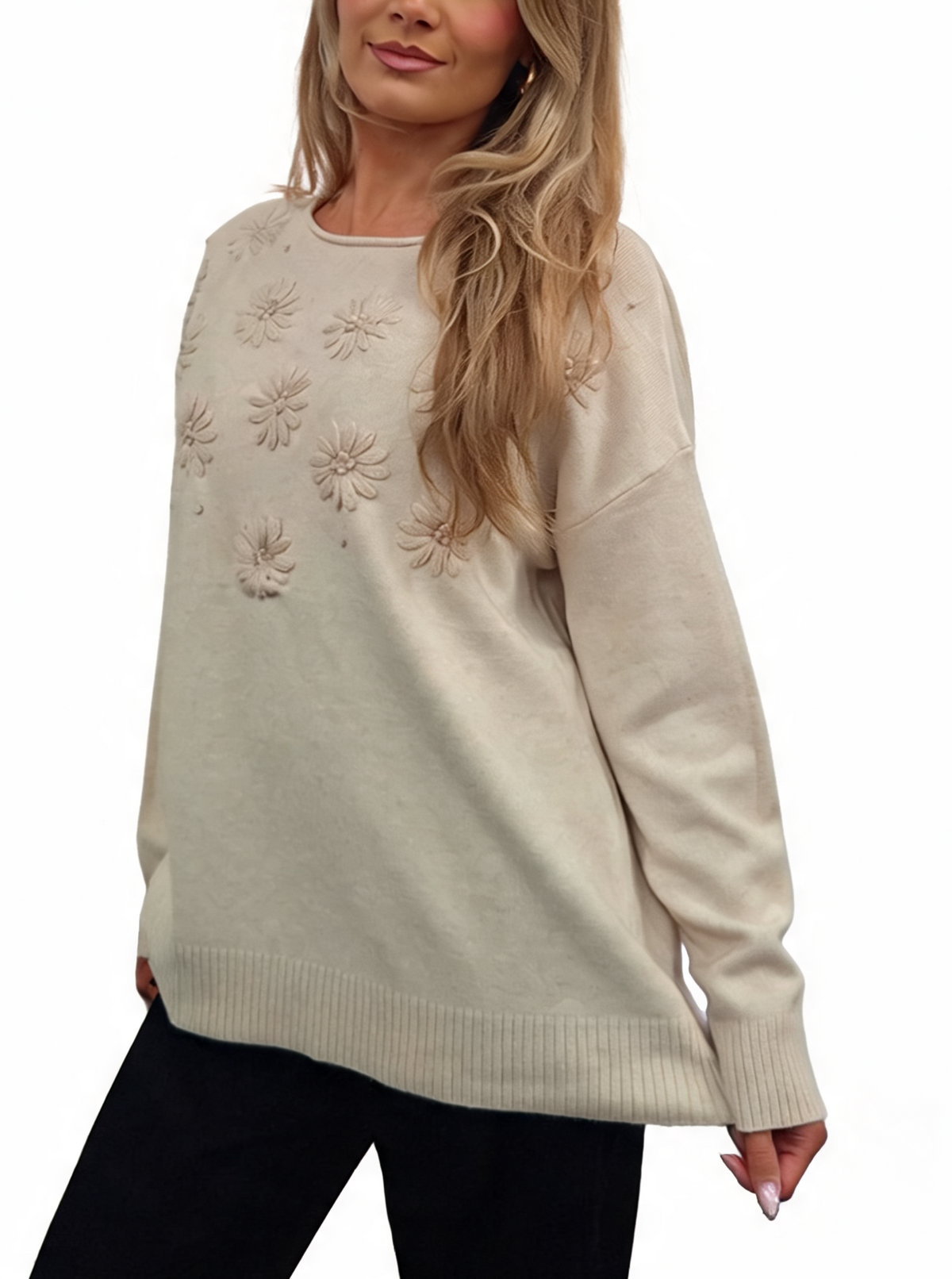 3D Floral Embroidered Jumper