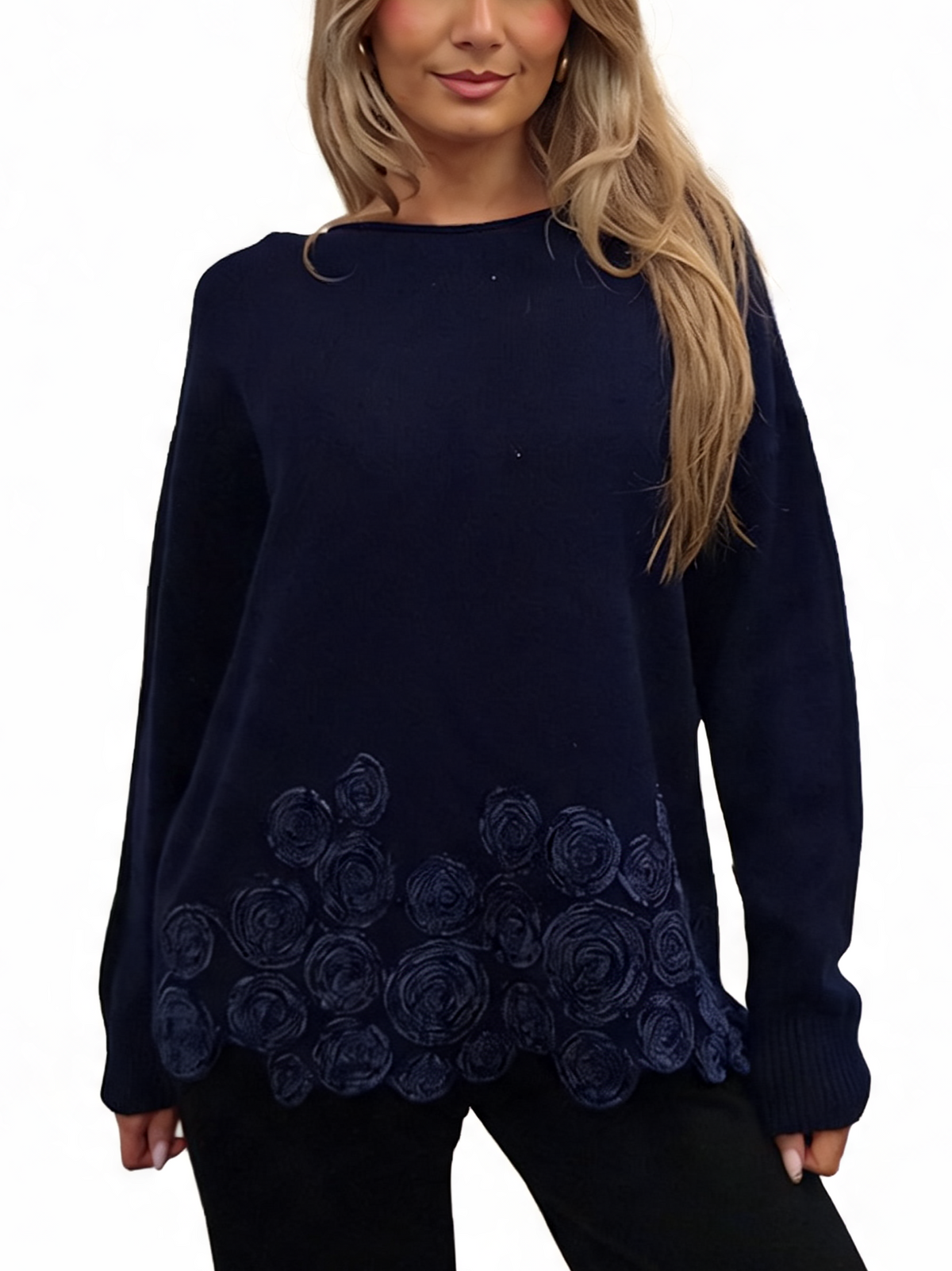Embroidered Circular Detail & Scalloped Hem