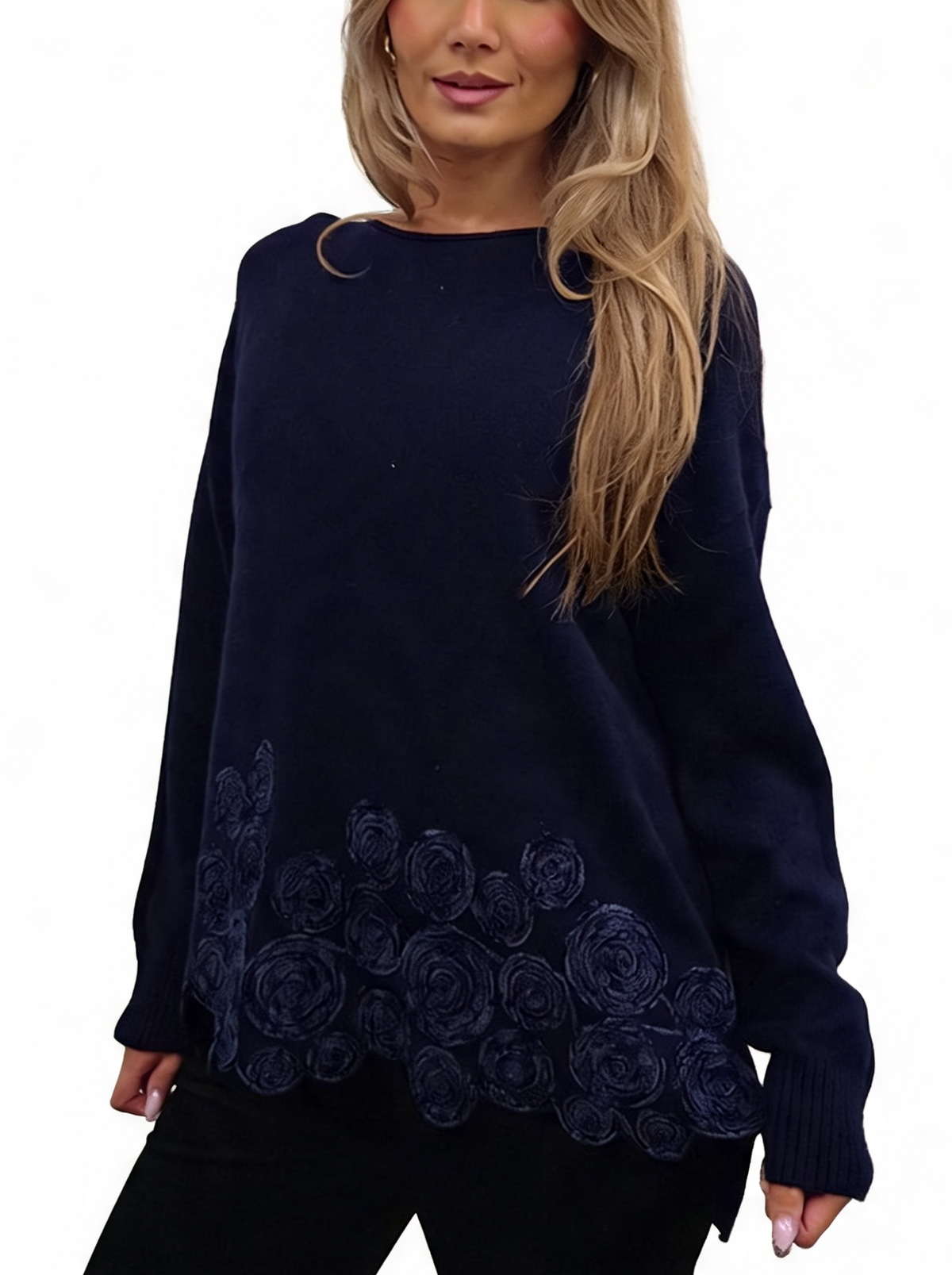 Embroidered Circular Detail & Scalloped Hem