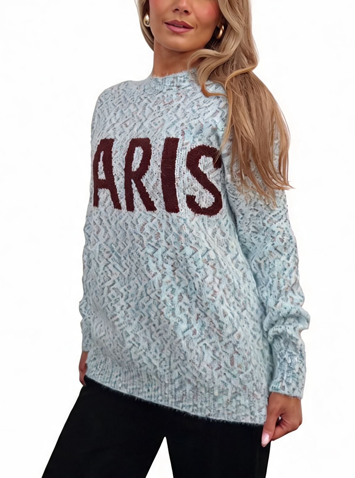 PARIS Slogan Oversized Fluffy Knit Jumper