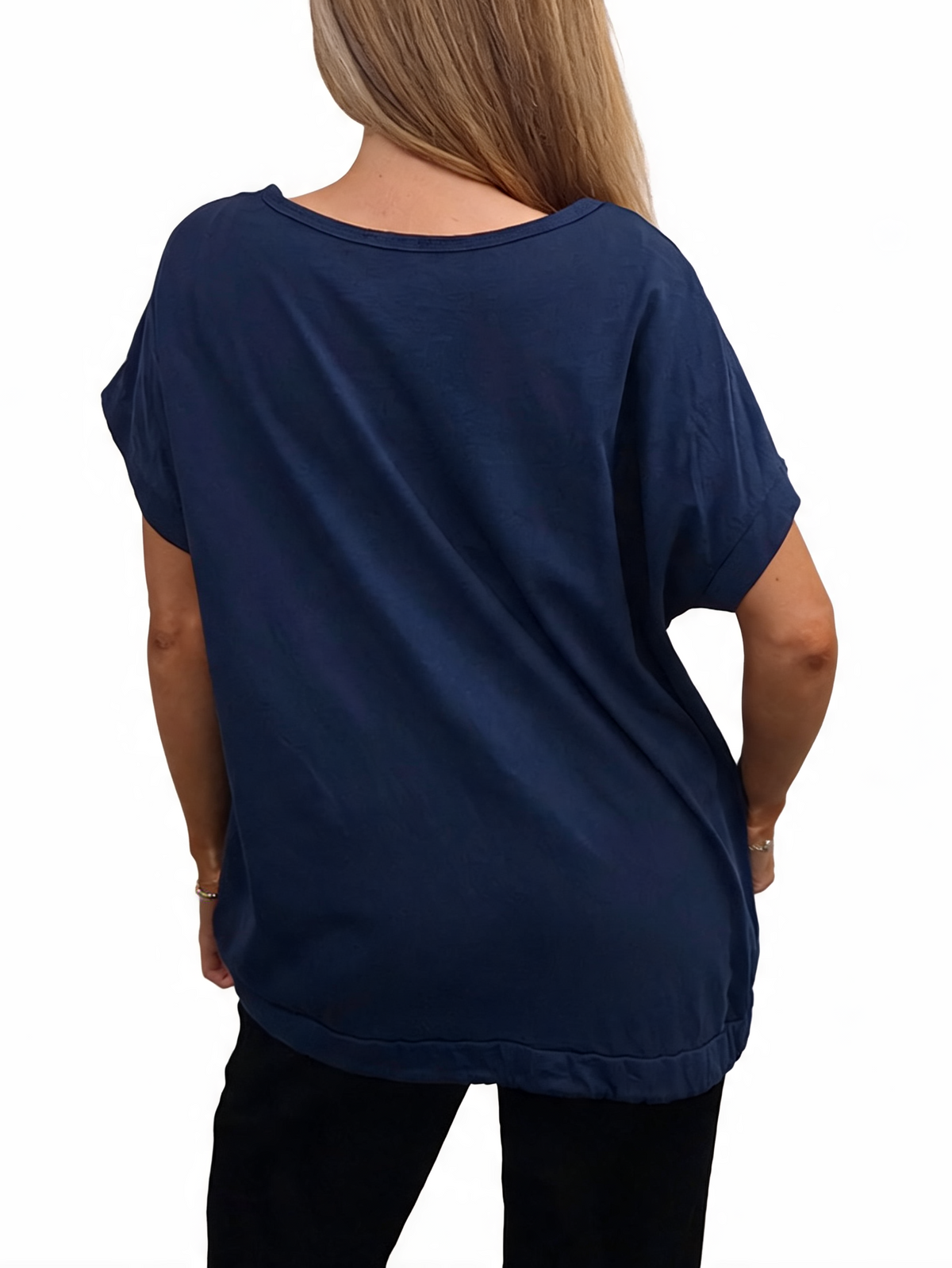 Heartburst Graphic Print Short Sleeve Top with Drawstring Hem