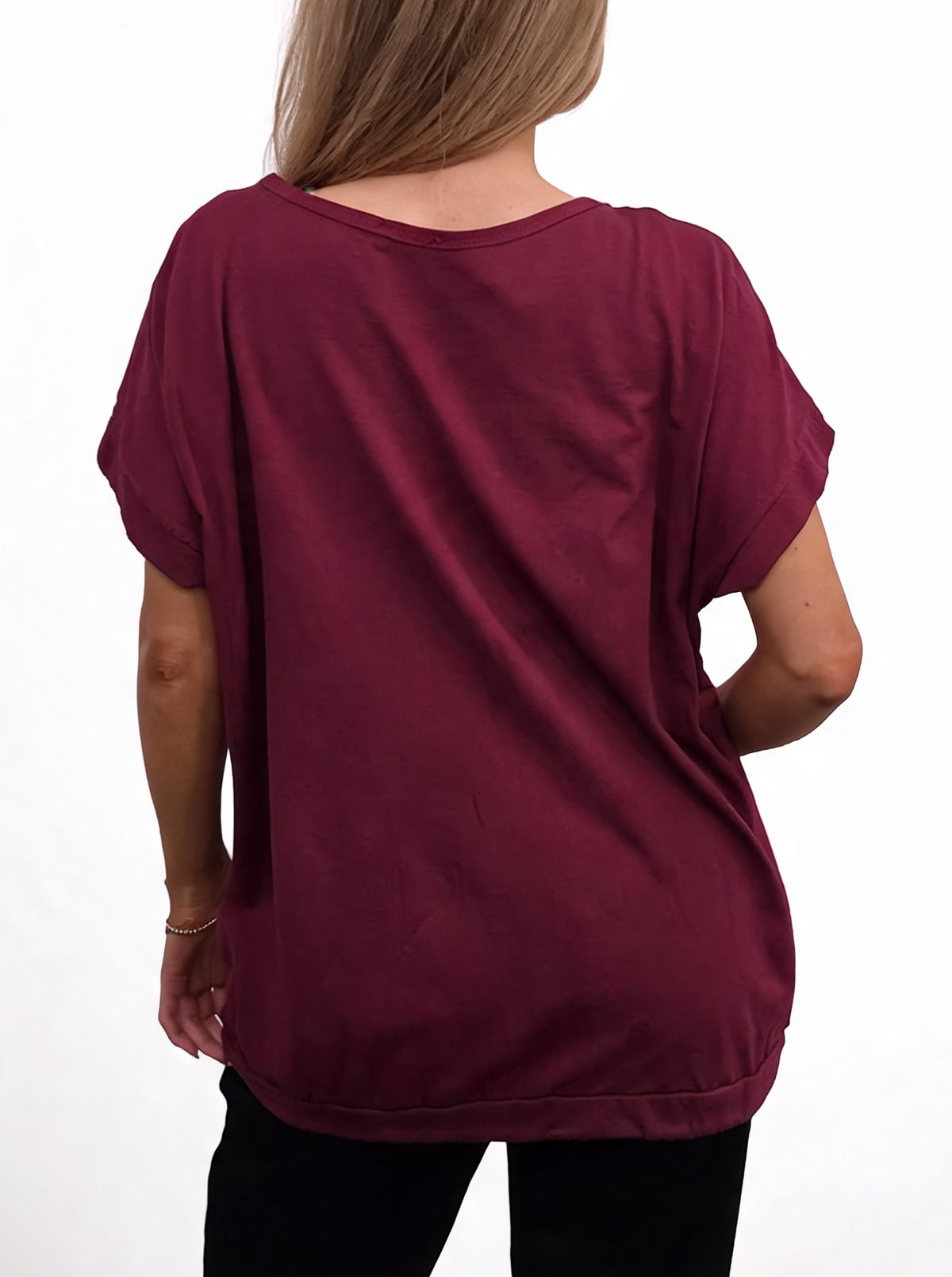 Heartburst Graphic Print Short Sleeve Top with Drawstring Hem