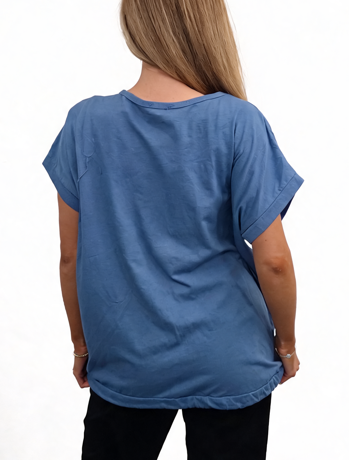 Heartburst Graphic Print Short Sleeve Top with Drawstring Hem