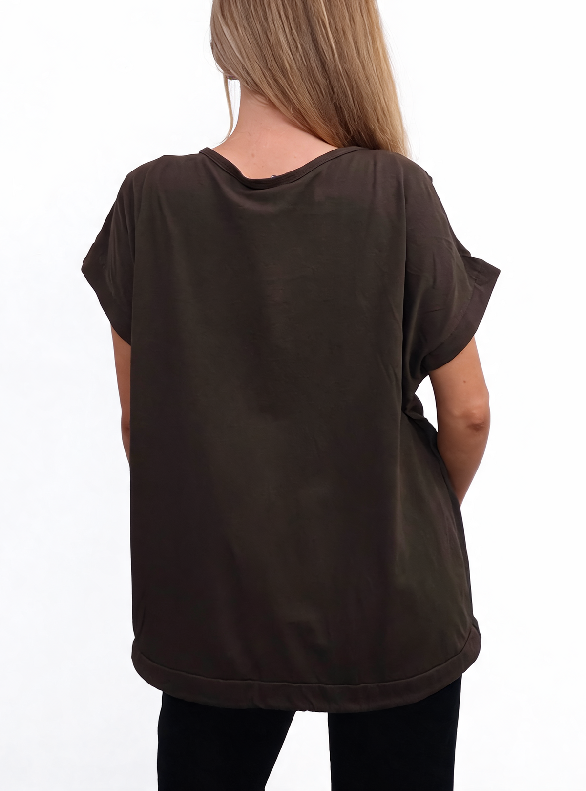 Heartburst Graphic Print Short Sleeve Top with Drawstring Hem