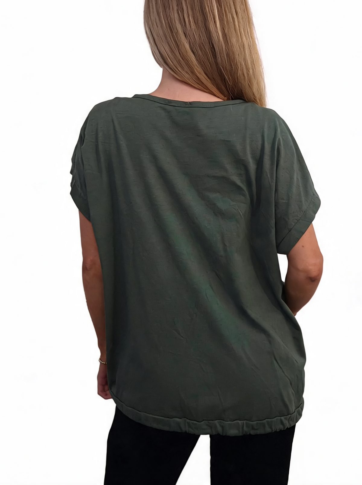 Heartburst Graphic Print Short Sleeve Top with Drawstring Hem