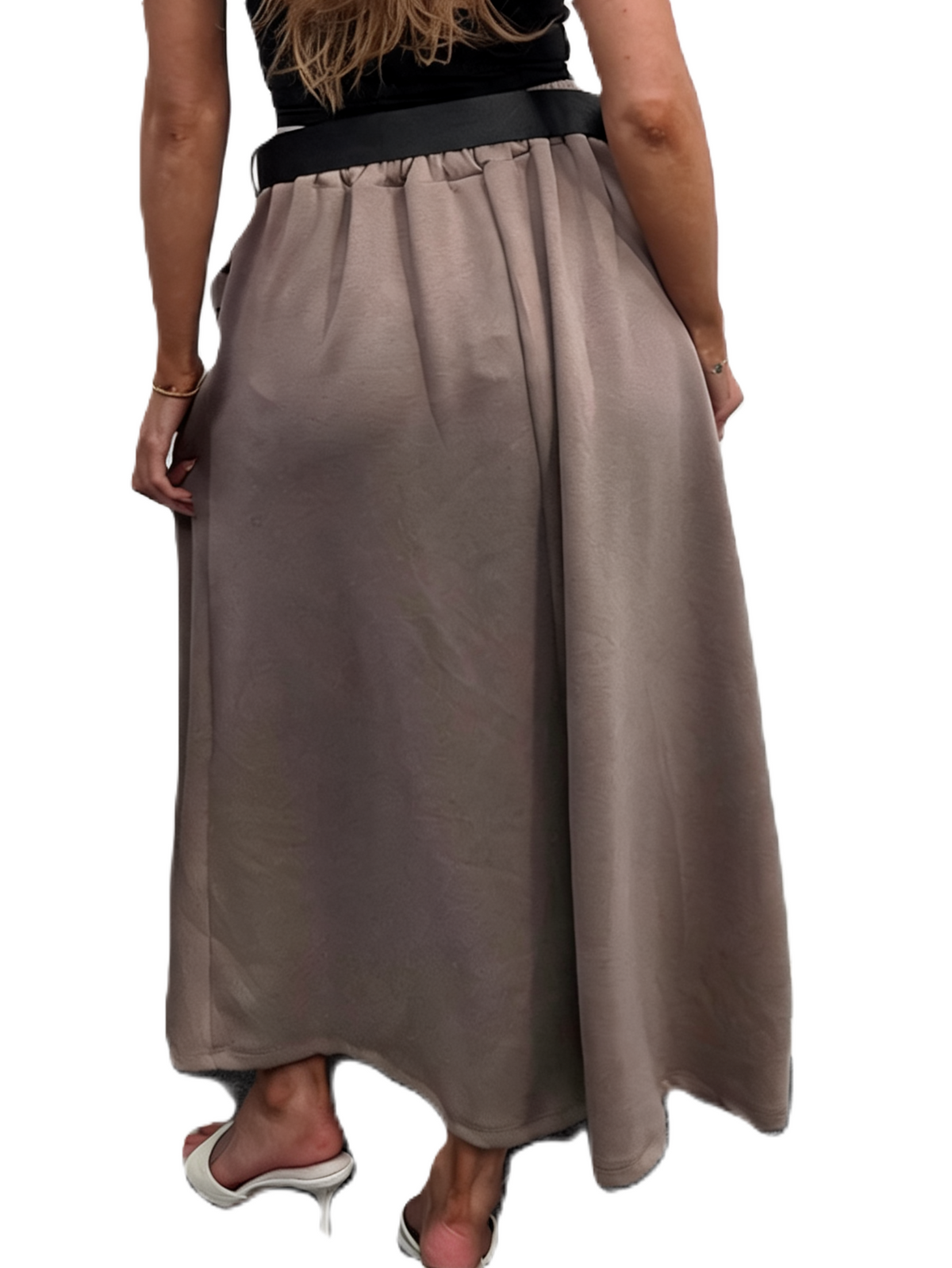 Pleated Midi Skirt with Belt
