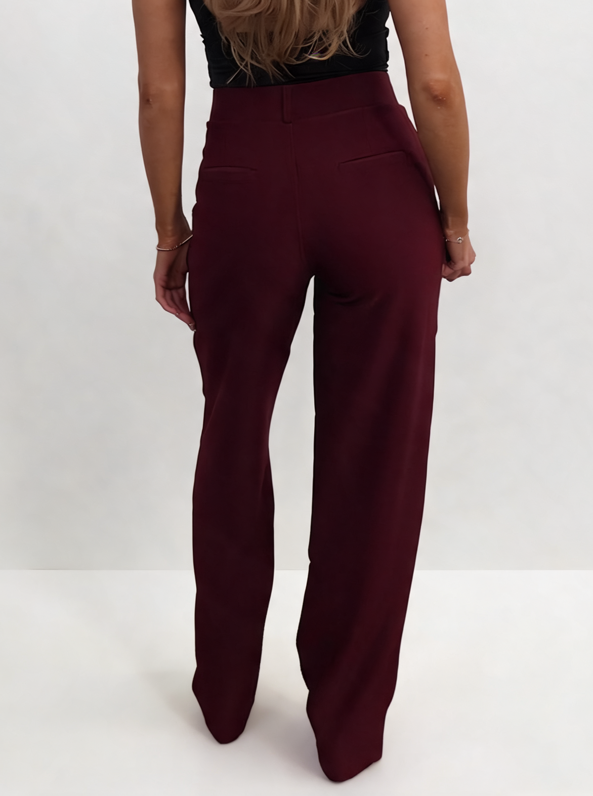 High Waisted Pleated Front Tailored Palazzo Pants with Pocket