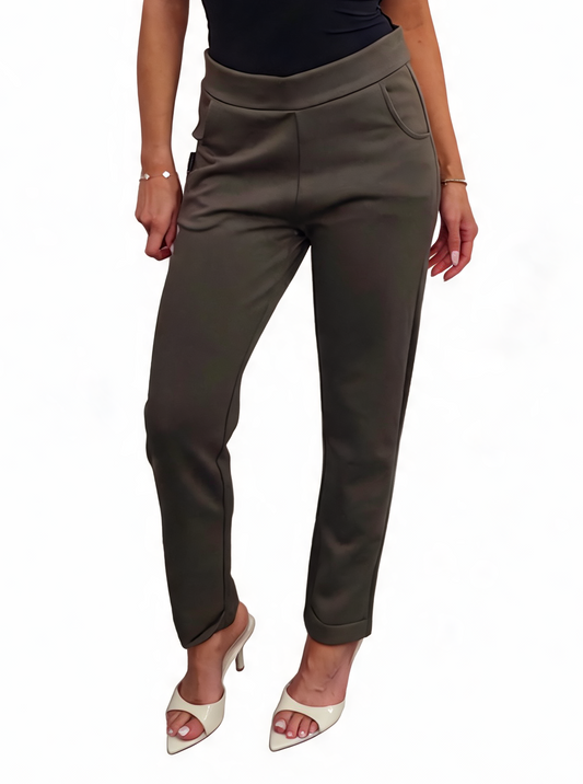 High-Waisted Slim-Fit Trousers