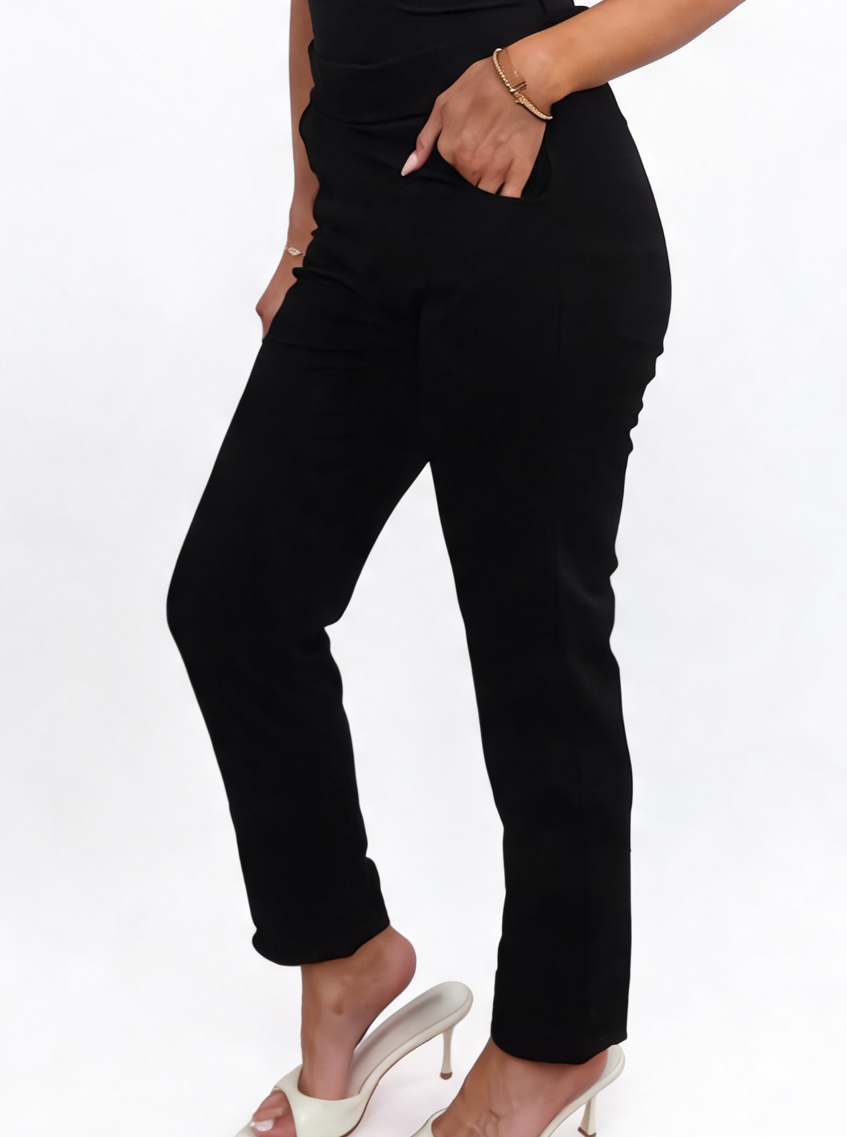 High-Waisted Slim-Fit Trousers