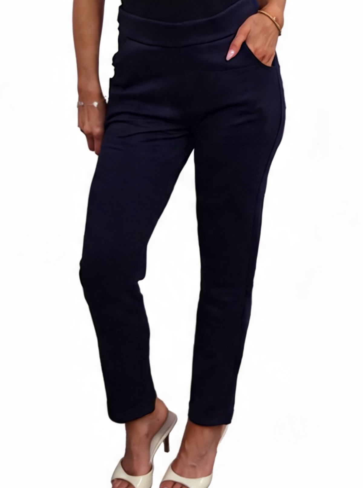 High-Waisted Slim-Fit Trousers